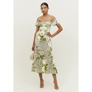 Reformation Sianna Silk Dress in Tarragon